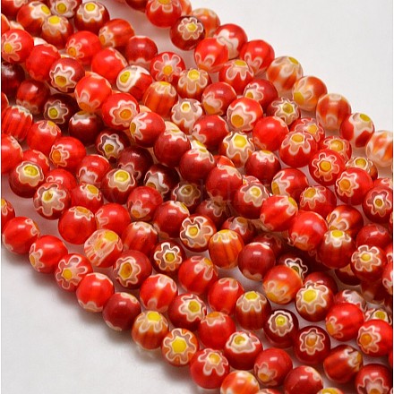 Круглые Millefiori стеклянные бусины нити LK-P002-11-1