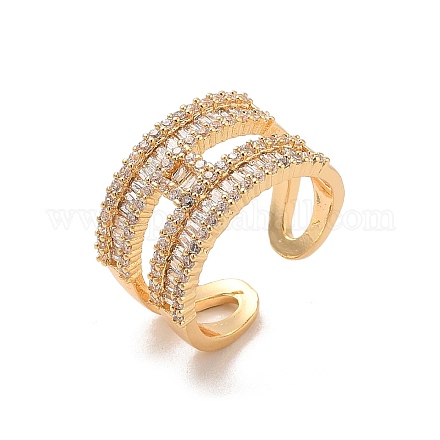 Открытые манжеты из латуни с микропаве кубический цирконий RJEW-R146-17A-G-1