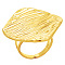 Simple and Elegant Stainless Steel Rhombus Open Cuff Ring for Women, Unique Fashion Accessory, Golden, 34mm, Inner Diameter: 17mm