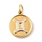 304 Stainless Steel Enamel Charms, with Jump Ring, Flat Round with Twelve Constellations Charm, Gemini, 14x12x1.8mm, Hole: 3.5mm