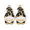 Christmas Alloy Enamel Pendants, Cadmium Free & Nickel Free & Lead Free, Golden, Gnome Charm, Black, 30x15.5x1.5mm, Hole: 1.6mm