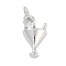 Brass Micro Pave Cubic Zirconia Pendants, Cup Charms, Long-Lasting Plated, Lead Free & Cadmium Free, Rack Plating, with Jump Ring, Platinum, 13x7.5x3mm, Hole: 3mm