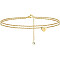 Heart Brass with Crystal Rhinestone Anklets, Golden, Letter T, 9-1/8 inch(230mm)