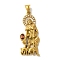 304 Stainless Steel and Glass Rhinestone Pendants, Goatherd, Golden, 52.5x22x10mm, Hole: 8.5x5mm