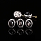 Natural Hypersthene Beads, Alloy Oval Beads, Platinum, 14x12x9mm