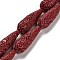 Synthetic Coral Carved Beads Strands, Dyed, Teardrop, Dark Red, 34x10.5mm, Hole: 1.2mm, about 11pcs/strand, 14.65''(37.2cm)
