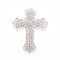 Brass Filigree Joiners Links, Cross, Platinum, 52x37x0.8mm