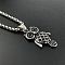 Punk Hip-hop Stainless Steel Owl Pendant Necklaces, Antique Silver