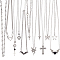 12Pcs 12 Style Heart & Cross & Butterfly & Bat Alloy Enamel Pendant Necklaces Set with Rhinestone, Iron Thorns Link Chains Stackable Necklaces for Women, Antique Silver, 15.55~25.39 inch(39.5~64.5cm), 1Pc/style