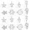 BENECREAT 16PCS 8 Styles Stainless Steel Fish & Sea Horse & Goldfish & Crab & Dolphin & Starfish Pendants Ocean Theme Charms Bracelet DIY Accessories