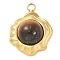 Natural Tiger Eye Pendants, 304 Stainless Steel Flower Charms, Real 18K Gold Plated, 17x13.5x7mm, Hole: 2mm