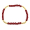 Rack Plating Brass with Crystal Round Beaded Bracelets for Women, Cadmium Free & Lead Free, Long-Lasting Plated, Real 18K Gold Plated, Red, Inner Diameter: 2 inch(5cm)
