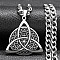 201 Stainless Steel Enamel Pendant Necklaces, Flat Round with Triquetra, Stainless Steel Color, 23.78 inch(60.4cm)