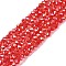 Electroplate Glass Beads Strands, Opaque Solid Color, AB Color Plated, Faceted, Rondelle, Red, 2.3~2.7x2mm, Hole: 0.4mm, about 144~150pcs/strand, 28~29cm