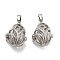 Rack Plating Brass Hollow Teardrop Cage Pendants, For Chime Ball Pendant Necklaces Making, Long-Lasting Plated, Platinum, 30x21.5x18.5mm, Hole: 8x3.5mm