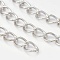 Iron Side Twisted Chain, Unwelded, with Spool, Lead Free, Platinum Color, Size: Chains: about 8mm long, 6mm wide, 1.0mm thick, about 164.04 Feet(50m)/roll