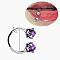 Double Claws 304 Stainless Steel Cubic Zirconia Hoop Lip Rings, Stainless Steel Color, Medium Orchid, Inner Diameter: 10mm, Pin: 1.2mm, Head: 3mm