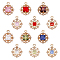 12Pcs 6 Color Rack Plating Brass Micro Pave Clear Cubic Zirconia Pendants, with Faceted Glass, Long-Lasting Plated, Cadmium Free & Lead Free, Flat Round, Mixed Color, 16.5x14x5mm, Hole: 1.2mm, 6 color, 2pcs/color, 12pcs