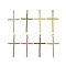 Real 18K Gold Plated Brass Micro Pave Cubic Zirconia Pendants, Cadmium Free & Nickel Free & Lead Free, Cross, Mixed Color, 40.5x23x3mm, Hole: 3.4x4.3mm