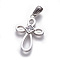 304 Stainless Steel Pendants, with Rhinestone, Cross, Crystal, Stainless Steel Color, 29x18x2mm, Hole: 3x6mm