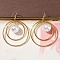 Electroplated 304 Stainless Steel Imitation Pearl Dangle Earrings, Flat Round, Golden, 70x49mm