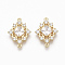 Brass Clear Cubic Zirconia Links connectors, for Jewelry DIY Craft Making, Nickel Free, Rhombus, Real 18K Gold Plated, 18.5x13.5x3mm, Hole: 1mm