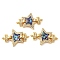 Rack Plating Brass Micro Pave Cubic Zirconia Star Connector Charms, with Enamel & Shell, Real 18K Gold Plated, Long-Lasting Plated, Lead Free & Cadmium Free, Indigo, 16x24x4mm, Hole: 1.4mm