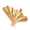 Ion Plating(IP) 304 Stainless Steel Leaf Open Cuff Rings for Women, Real 14K Gold Plated, Inner Diameter: 18mm