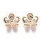 Brass Bead Caps, Nickel Free, 5-Petal, Flower, Real 18K Gold Plated, 11x3.5mm, Hole: 1.5mm