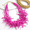 Boho Coral Shaped Glass Seed Beaded Cluster Necklaces, Golden, Magenta, 17.72 inch(45cm)