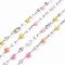 304 Stainless Steel Dapped Flat Oval Link Chains, Cable Chains, with Colorful Enamel and Spool, Soldered, Stainless Steel Color, 4~10x2x0.4~2mm, about 32.81 Feet(10m)/Roll