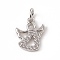 Brass Micro Pave Cubic Zirconia Charms, with Jump Ring, Cadmium Free & Lead Free, Angel Charms, Platinum, 12x10x1.5mm, Ring: 5x0.8mm, Hole: 3mm