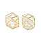Crystal Glass Rhinestone Pendants, with Iron Finding, Hollow Hexagon Charms, Golden, 20x20x15mm