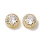 Brass Micro Pave Clear Cubic Zirconia Beads, Cadmium Free & Nickel Free & Lead Free, Flat Round, Real 18K Gold Plated, 9.5x6.8mm, Hole: 5x1.8mm