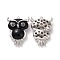 Alloy Enamel Pendant with Crystal Rhinestone, Owl Charms, Platinum, 46x33x12.5mm, Hole: 2.5mm