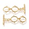 Brass Toggle Clasps, Long-Lasting Plated, Double Ring & Bar, Real 18K Gold Plated, Ring: 29.5x12x1.7~4.5mm, Hole: 2mm, Bar: 17x5.5x2.3mm, Hole: 2mm