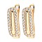 Brass Micro Pave Cubic Zirconia Hoop Earrings, Hollow Oval, Light Gold, 19x6x13mm