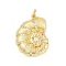 Brass Micro Pave Cubic Zirconia Pendants, Spiral Conch, Lead Free & Cadmium Free, Long-Lasting Plated, with Jump Ring, Real 18K Gold Plated, 26.5x19x5mm