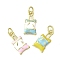 Brass Enamel Pendants, with Jump Ring, Cadmium Free & Lead Free, Long-Lasting Plated, Rack Plating, Real 18K Gold Plated, Suitcase Charms, Mixed Color, 16x8x2mm, Hole: 3.5mm