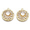 Brass Clear Cubic Zirconia Pendants, Cadmium Free & Nickel Free & Lead Free, Flat Round with Sun, Golden, 18.5x16.5x7mm, Hole: 1.2mm