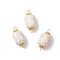Synthetic Turquoise Column Links Connector Charms, with 304 Stainless Steel Double Loops, White, Golden, 24x11mm, Hole: 1.8~2mm