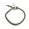 Cotton Cord Bracelets, with Brass Finding, Long-Lasting Plated, Real 24K Gold Plated, Sea Green, 8-1/2 inch(21.5cm)~9 inch(23cm)