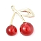 Plating Acrylic Big Pendants, Cherry, Red, 56x53x23mm, Hole: 3mm