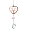 Big Pendant Decorations, Hanging Sun Catchers, with Rose Quartz Beads and K9 Crystal Glass, Heart with Tree of Life, 355mm