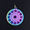 201 Stainless Steel Pendants, with Jump Rings, Flat Round with Constellation, Mixed Color, 21x19x1mm, Jump Ring: 5x0.8mm, Inner Diameter: 3mm