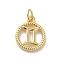Brass Charms, Cadmium Free & Lead Free, Real 18K Gold Plated, Ring with Twelve Constellations, Gemini, 14.5x12x2mm, Hole: 3.4mm