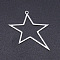 Non-Tarnish 201 Stainless Steel Laser Cut Pendants, Star, Stainless Steel Color, 33x30x1mm, Hole: 1.5mm