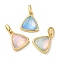 Rack Plating Brass with Synthetic Opal Pendants, Triangle, Mixed Color, 15x12.5x6mm, Hole: 5mm