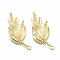 Brass Components Rhinestone Settings, Nickel Free, Leaf, Raw(Unplated), Fit for 1mm Rhinestone, 42.5x18x3.5mm, Hole: 2mm