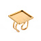 201 Stainless Steel Cuff Pad Ring Settings, Laser Cut, Square, Golden, Tray: 20x20mm, US Size 7 1/4(17.5)~US Size 8(18mm)